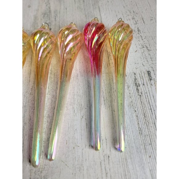 Vintage Golden glass pink twisted ornament Xmas set - Picture 6 of 8